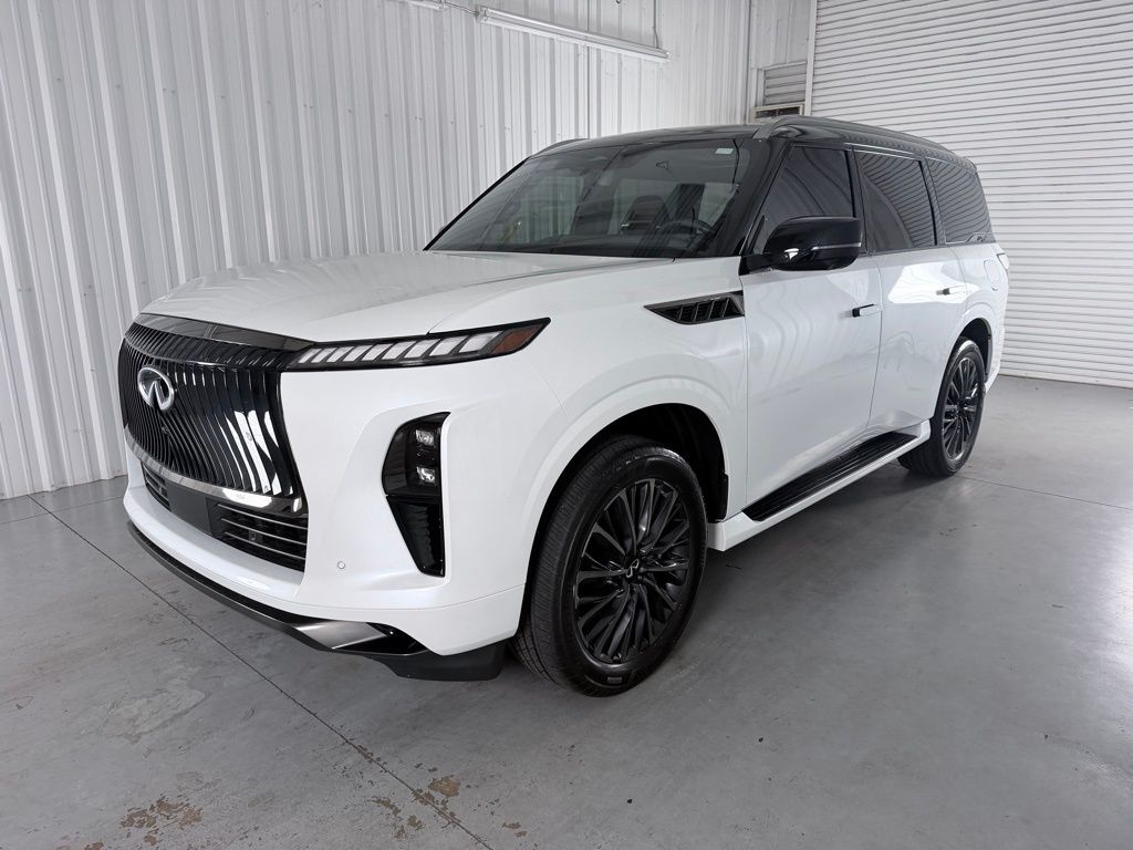 Radiant White/Black Obsidian 2025 INFINITI QX80 Autograph 4WD SUV / Crossover All-Wheel Drive 9-Speed Automatic