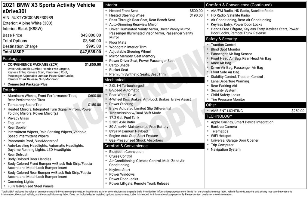 Used Car 2021 Bmw X3  Sdrive30i For Sale Under $30,000 In Austin, Texas