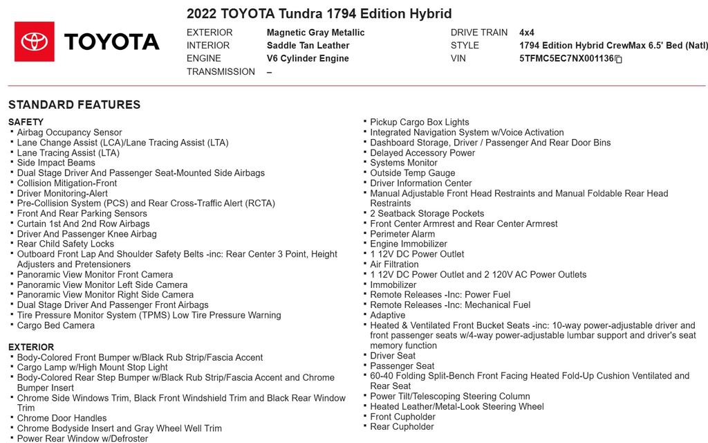 2022 Toyota Tundra Hybrid 1794 Edition 31