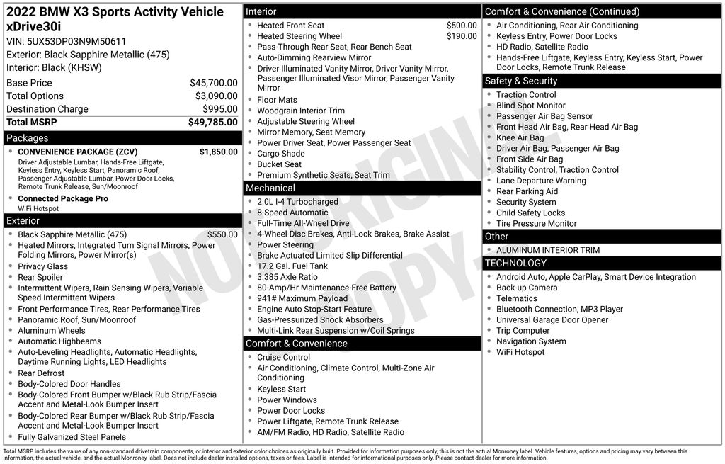 Used Car 2022 Bmw X3  Xdrive30i For Sale Under $25,000 In Austin, Texas