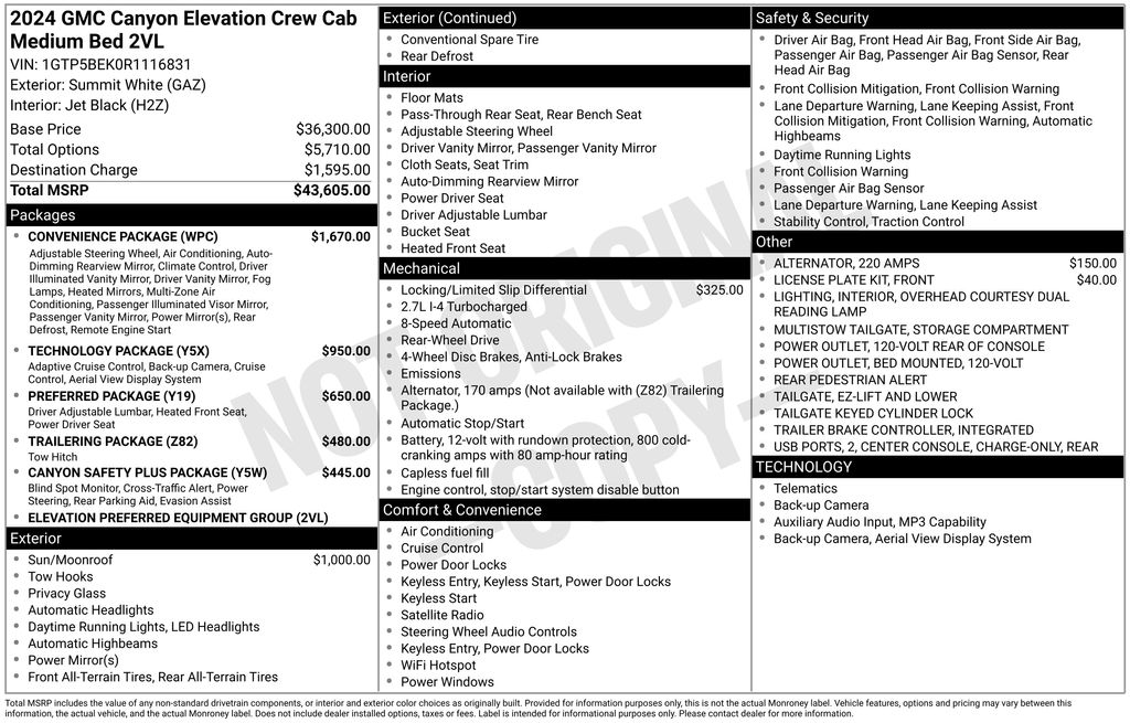 Summit White 2024 GMC Canyon Pickup Truck 4X2 8-Speed Automatic
