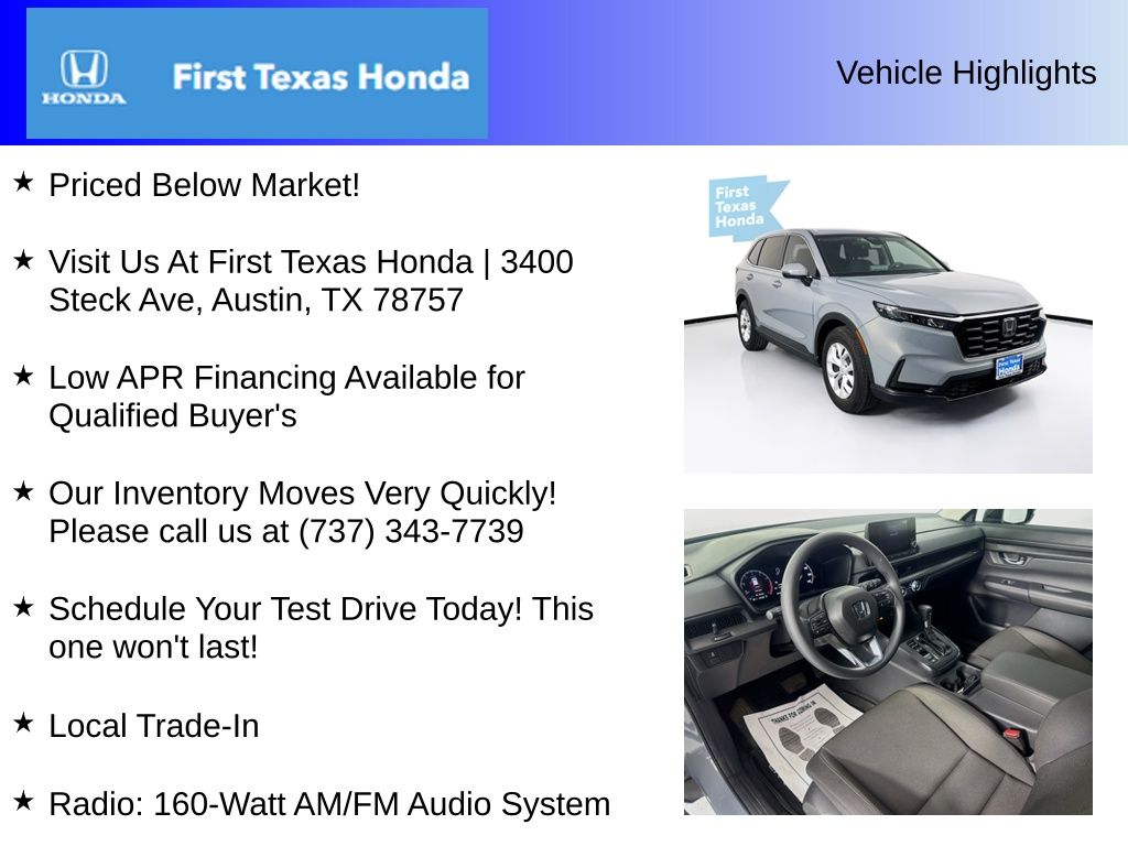 Used Car 2025 Honda Cr-v  Wagon 4 Dr. Lx Front Wheel Drive For Sale Under $30,000 In Austin, Texas