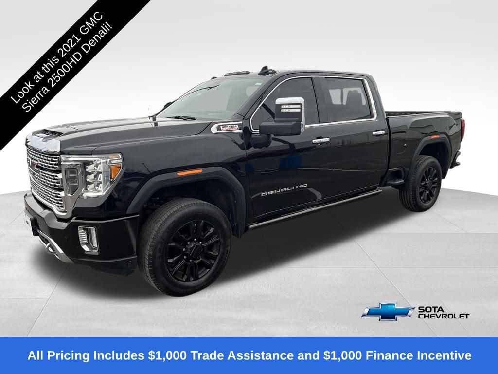 Black (Ebony Twilight Metallic) 2021 GMC Sierra 2500HD Denali Crew Cab 4WD Pickup Truck Four-Wheel Drive Automatic
