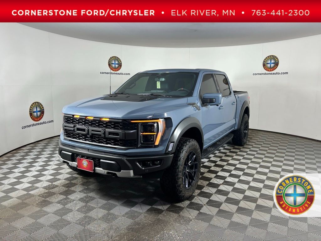 Blue (Azure Gray Metallic Tri-Coat) 2023 Ford F-150 Raptor SuperCrew 4WD Pickup Truck Four-Wheel Drive Automatic