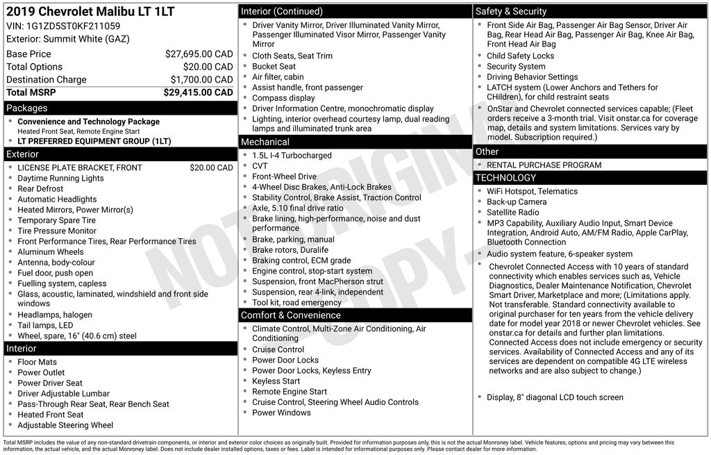 Used 2019 Chevrolet Malibu Sedan