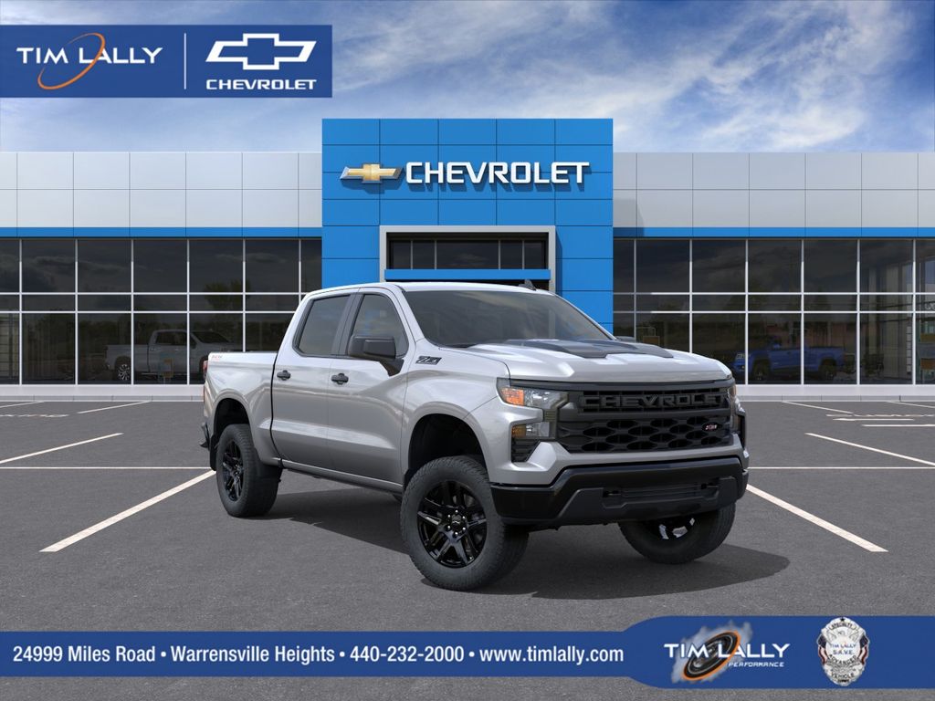Sterling Gray Metallic 2026 Chevrolet Silverado 1500 Custom Trail Boss Crew Cab 4WD Pickup Truck Four-Wheel Drive Automatic