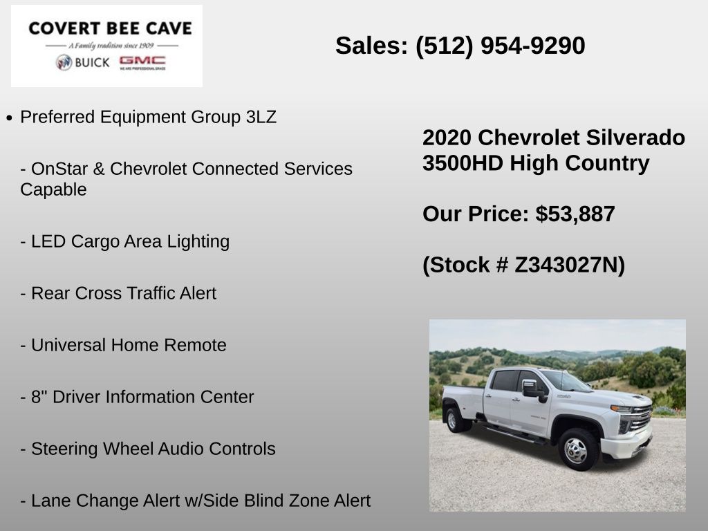 Used Car 2020 Chevrolet Silverado 3500hd  High Country For Sale Under $60,000 In Austin, Texas