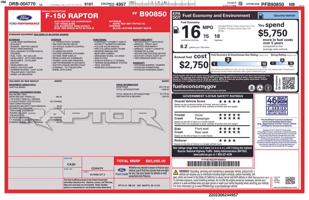 Certified Used 2023 Red Ford Raptor image 7