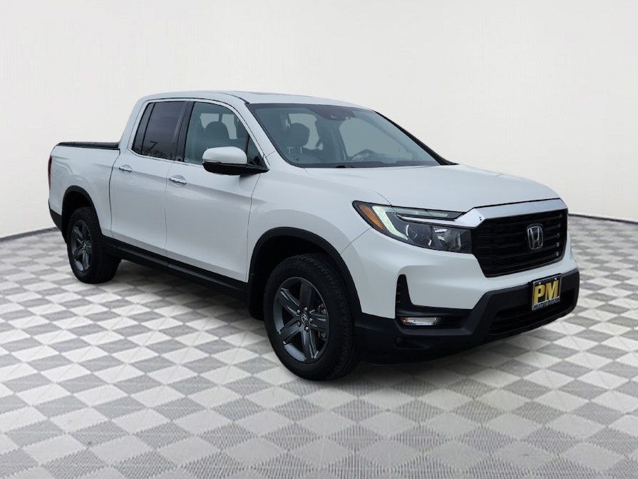 Platinum White Pearl 2023 Honda Ridgeline RTL-E AWD Pickup Truck All-Wheel Drive 9-Speed Automatic