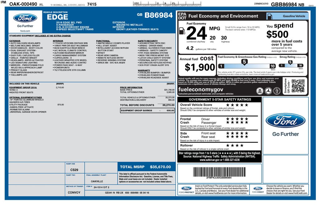 Used 2016 Gray Ford SEL image 2