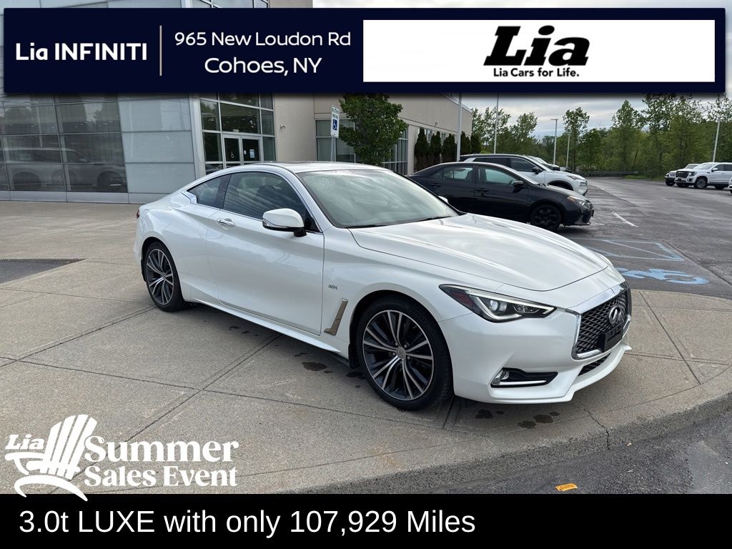 Majestic White 2018 INFINITI Q60 3.0t Luxe Coupe AWD Coupe All-Wheel Drive 7-Speed Automatic