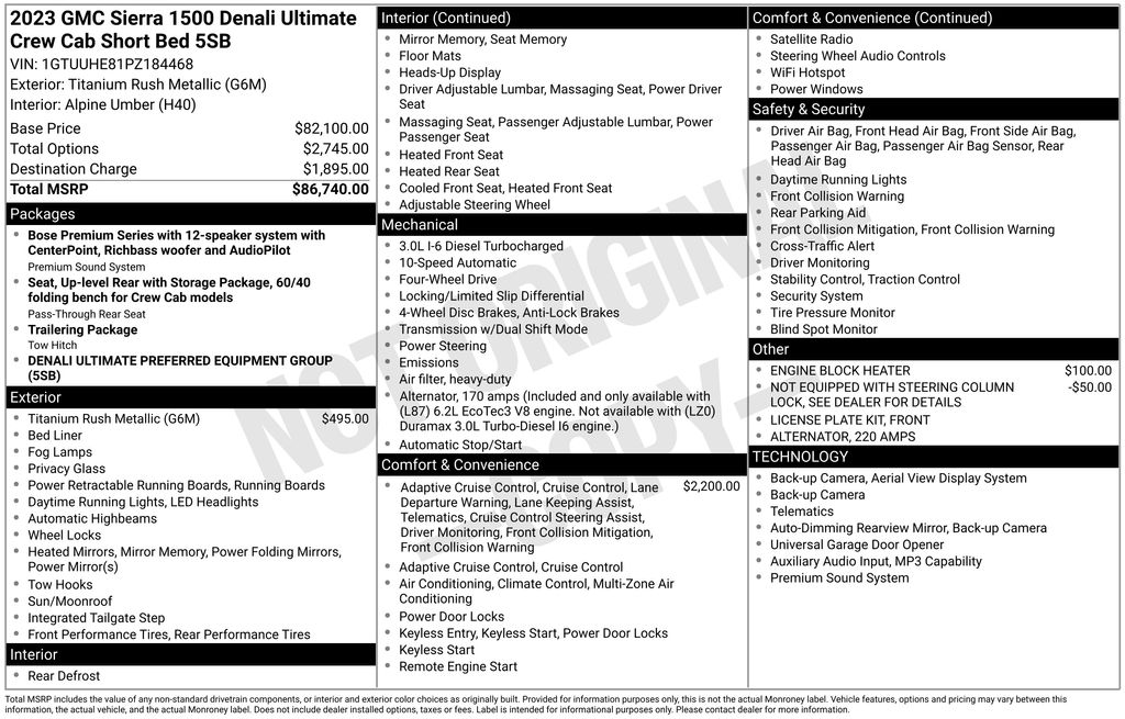 Used Car 2023 Gmc Sierra 1500  Denali Ultimate For Sale Under $60,000 In Austin, Texas