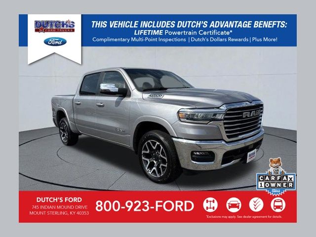 Billet Silver Metallic Clearcoat 2025 RAM 1500 Laramie Crew Cab 4WD Pickup Truck Four-Wheel Drive 8-Speed Automatic