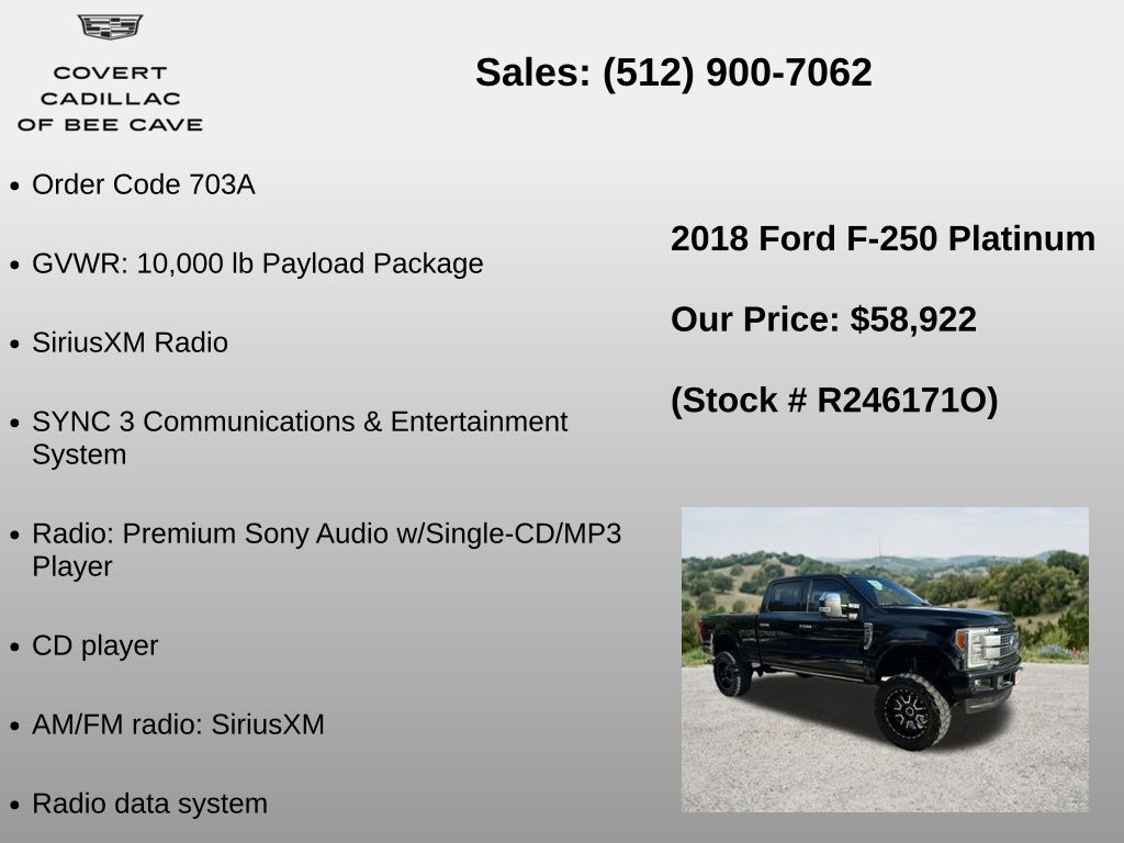 Used Car 2018 Ford F-250sd  Platinum For Sale Under $60,000 In Austin, Texas
