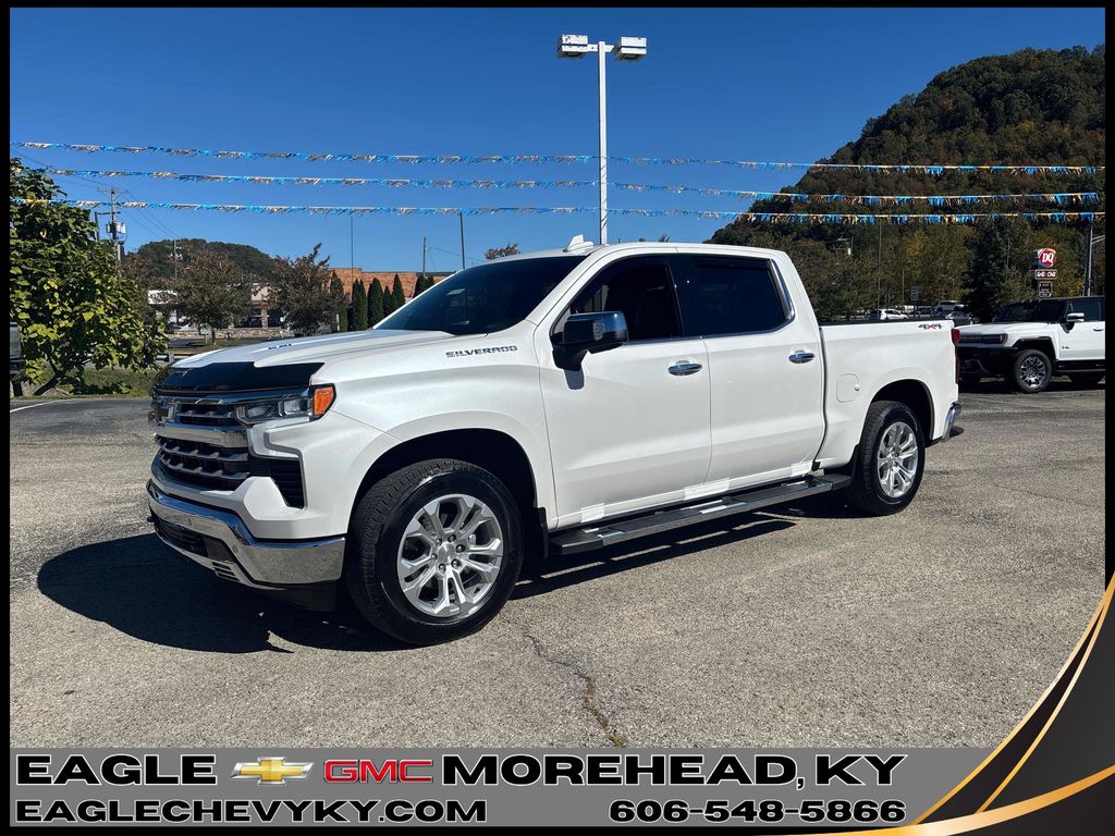 White (Iridescent Pearl Tricoat) 2025 Chevrolet Silverado 1500 LTZ Crew Cab 4WD Pickup Truck Four-Wheel Drive Automatic