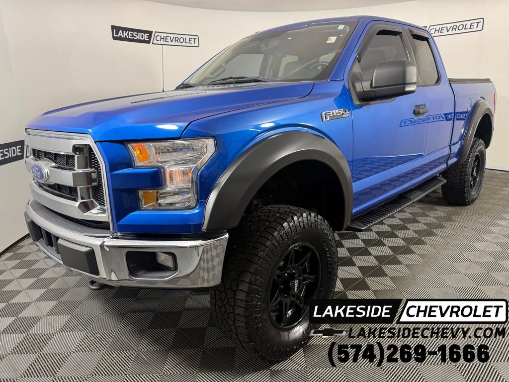 Blue 2015 Ford F-150 XLT SuperCab 4WD Pickup Truck Four-Wheel Drive 6-Speed Automatic