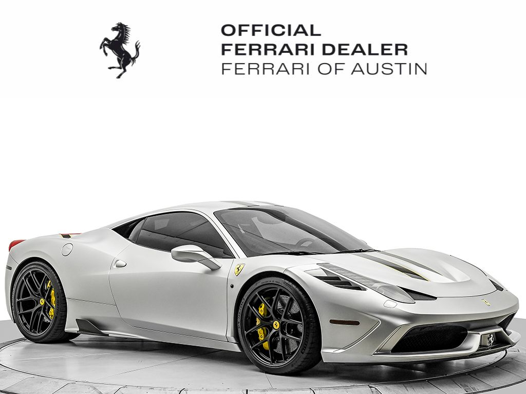 Argento 2014 Ferrari 458 Speciale Coupe RWD Coupe Rear-Wheel Drive 7-Speed Manual