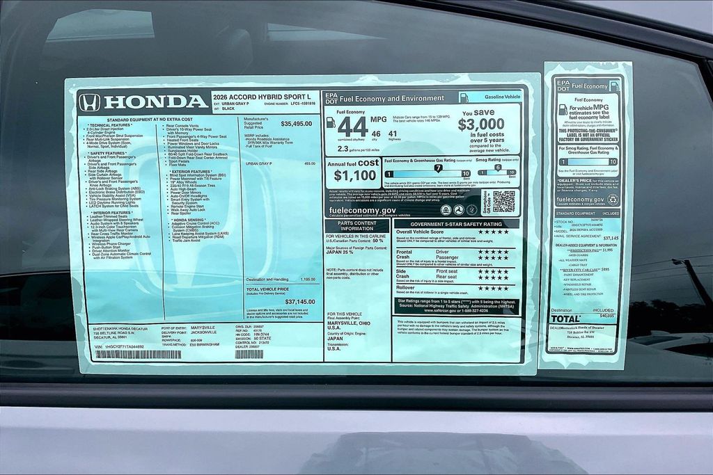 New 2026 Honda Accord Hybrid Sedan