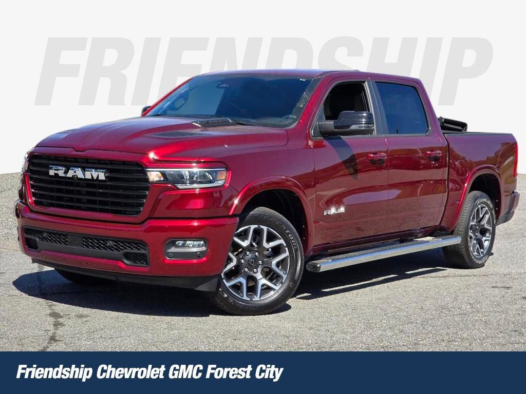Delmonico Red Pearlcoat 2025 RAM 1500 Laramie Crew Cab 4WD Pickup Truck Four-Wheel Drive 8-Speed Automatic
