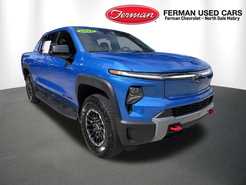 Riptide Blue Metallic 2026 Chevrolet Silverado EV Trail Boss Crew Cab (Max Range) e4WD Pickup Truck All-Wheel Drive 1-Speed Automatic