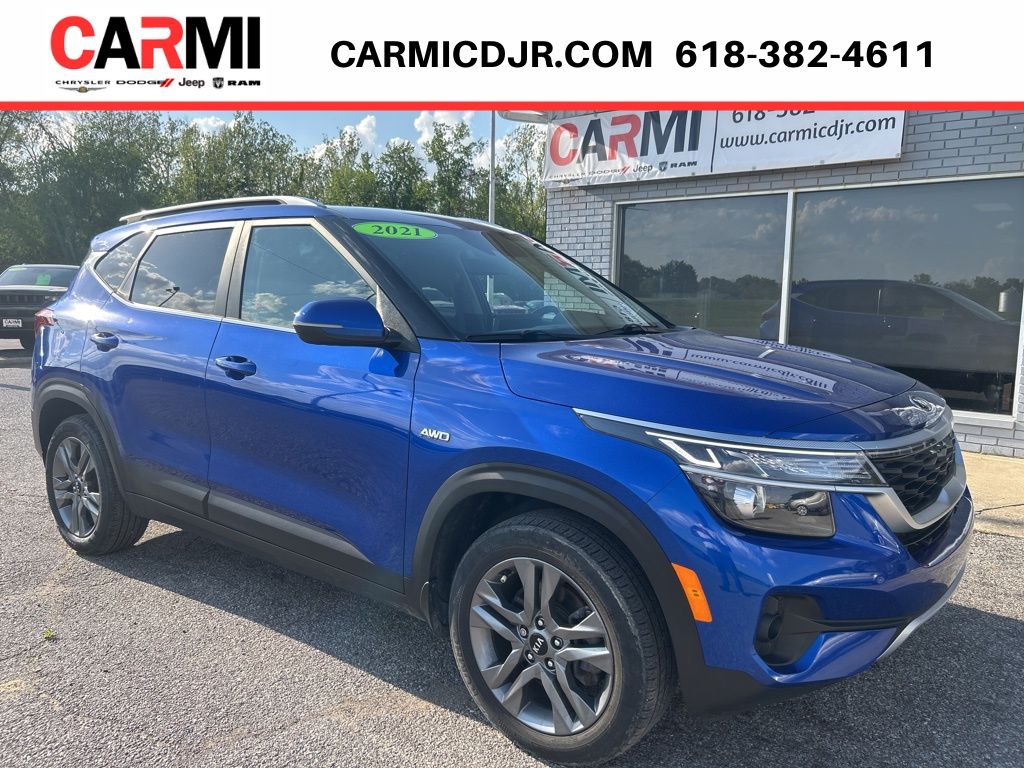 Neptune Blue 2021 Kia Seltos SUV / Crossover All-Wheel Drive Continuously Variable Transmission