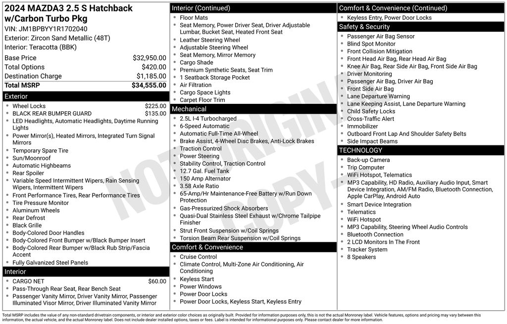 Certified Used 2024 Beige Mazda 2.5 Carbon Turbo image 5