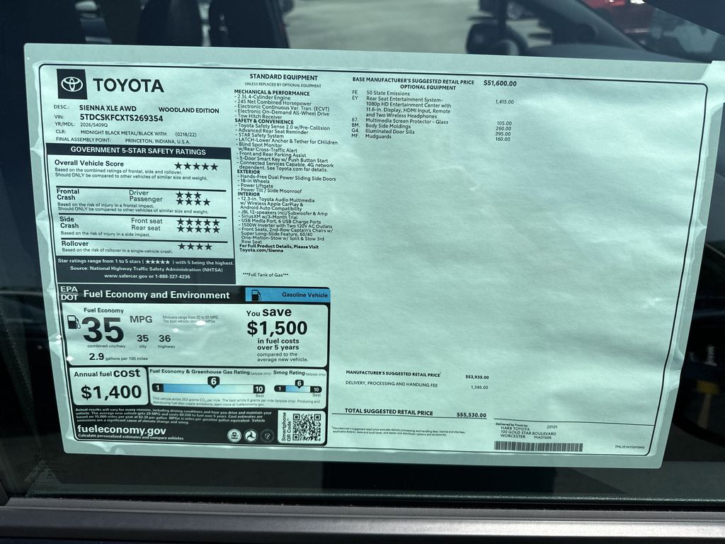 New 2026 Toyota Sienna Van