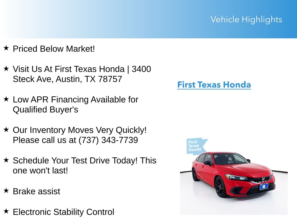 Used Car 2024 Honda Civic  Sport For Sale Under $30,000 In Austin, Texas