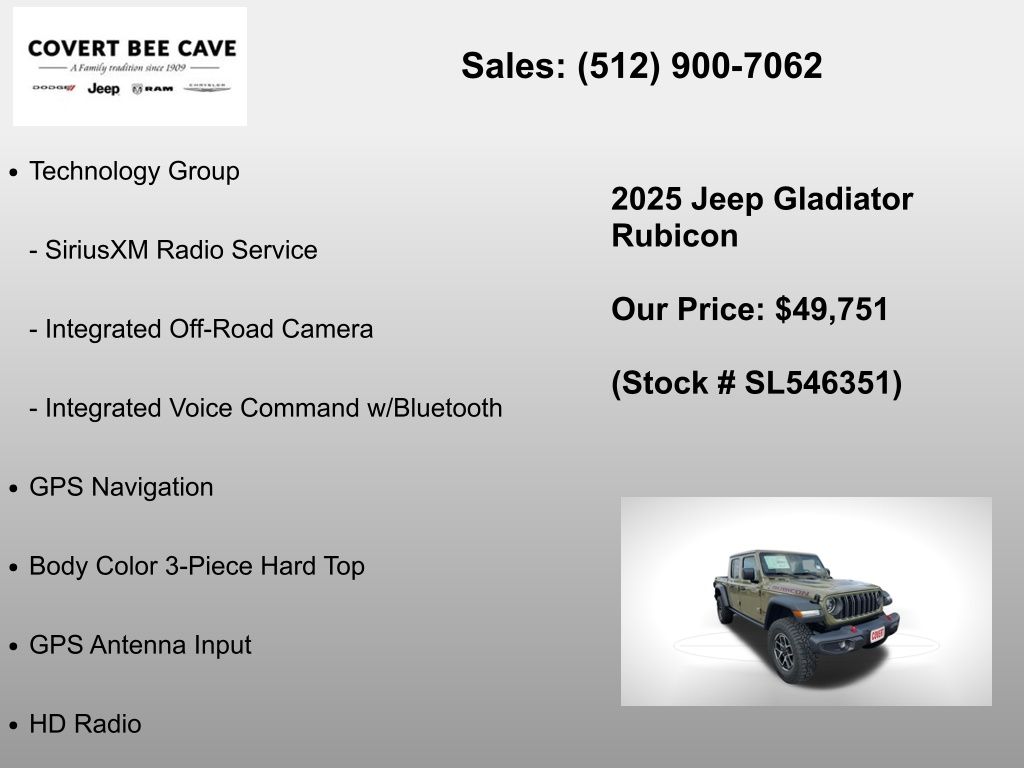 New Car 2025 Jeep Gladiator  Rubicon For Sale Under $50,000 In Austin, Texas