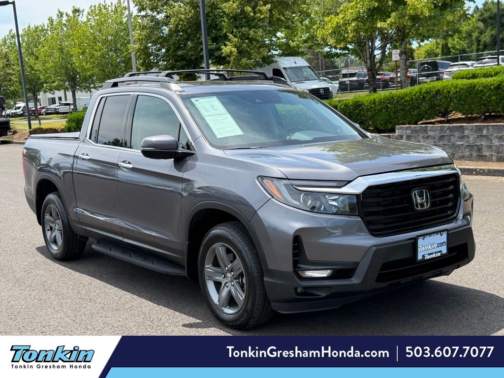 Gray (Modern Steel Metallic) 2022 Honda Ridgeline Pickup Truck All-Wheel Drive 9-Speed Automatic