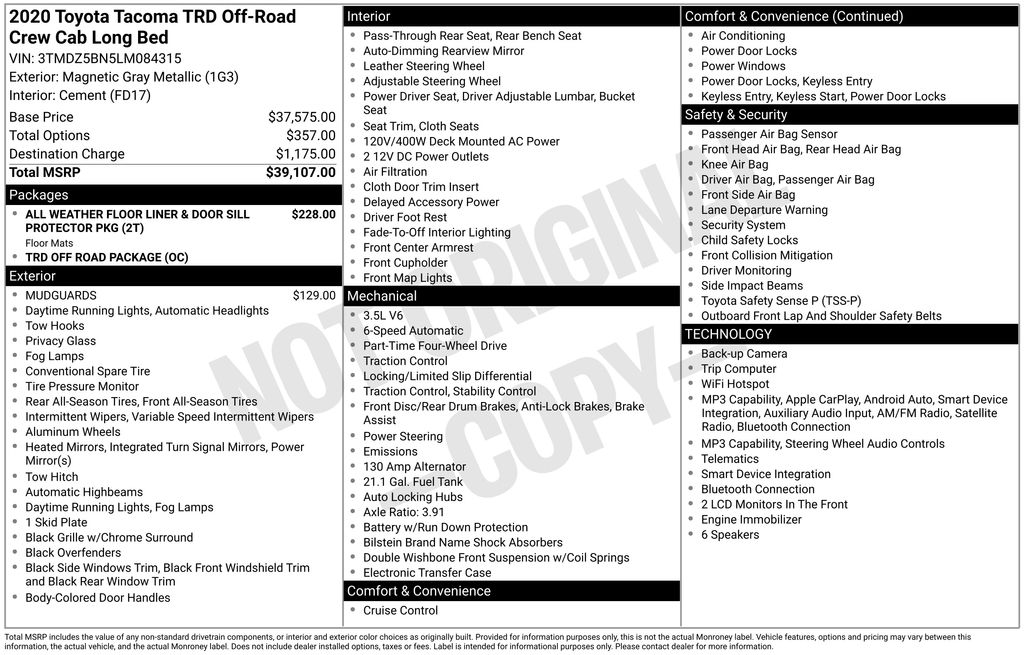 Used 2020 Gray Toyota TRD Off-Road image 2