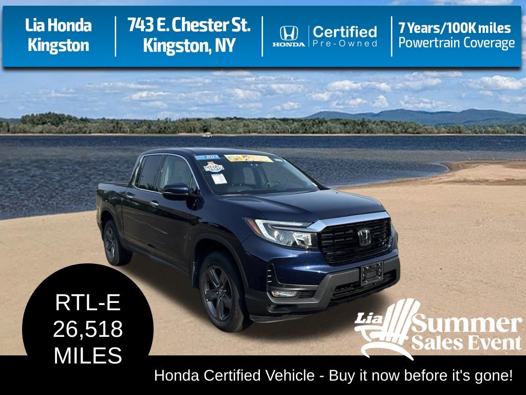 Black (Obsidian Blue Pearl) 2023 Honda Ridgeline Pickup Truck All-Wheel Drive 9-Speed Automatic