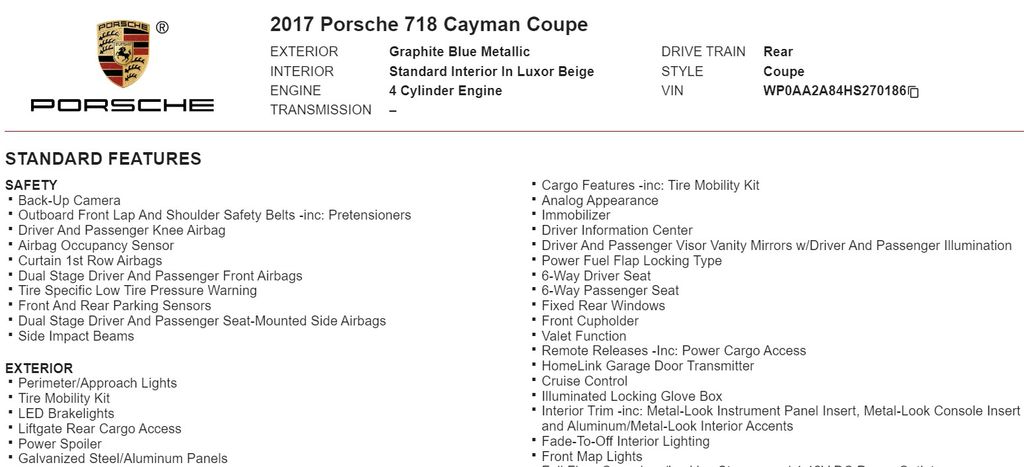 2017 Porsche 718 Cayman Base 21