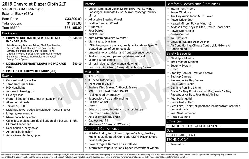 Used Car 2019 Chevrolet Blazer  Base For Sale Under $20,000 In Austin, Texas
