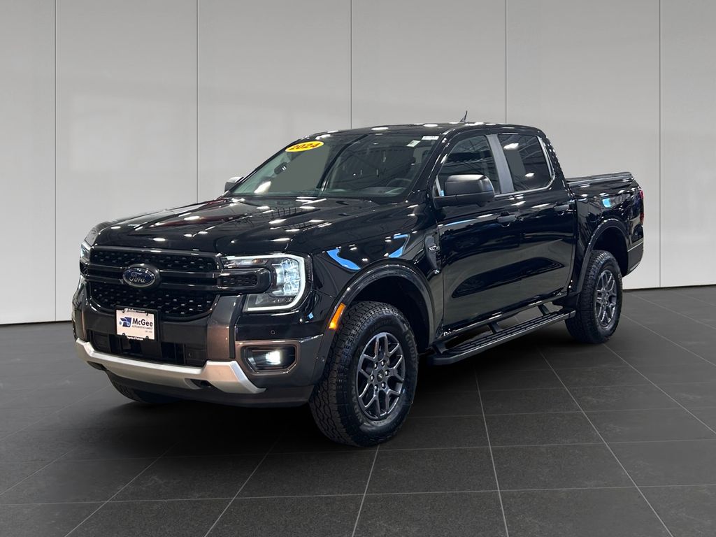 Black 2024 Ford Ranger XLT SuperCrew 4WD Pickup Truck Four-Wheel Drive Automatic