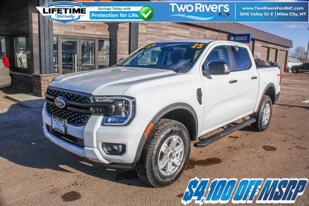 Oxford White 2025 Ford Ranger XL SuperCrew 4WD Pickup Truck Four-Wheel Drive Automatic