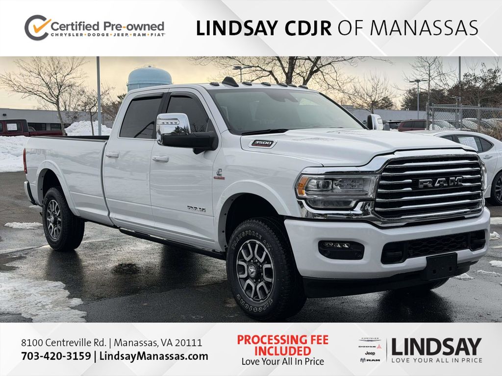 Bright White Clearcoat 2024 RAM 3500 Limited Longhorn Crew Cab LB 4WD Pickup Truck Four-Wheel Drive 6-Speed Automatic