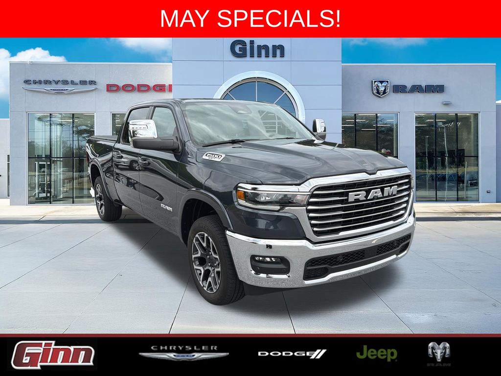 Forged Blue Metallic 2025 RAM 1500 Laramie Crew Cab 4WD Pickup Truck Four-Wheel Drive 8-Speed Automatic
