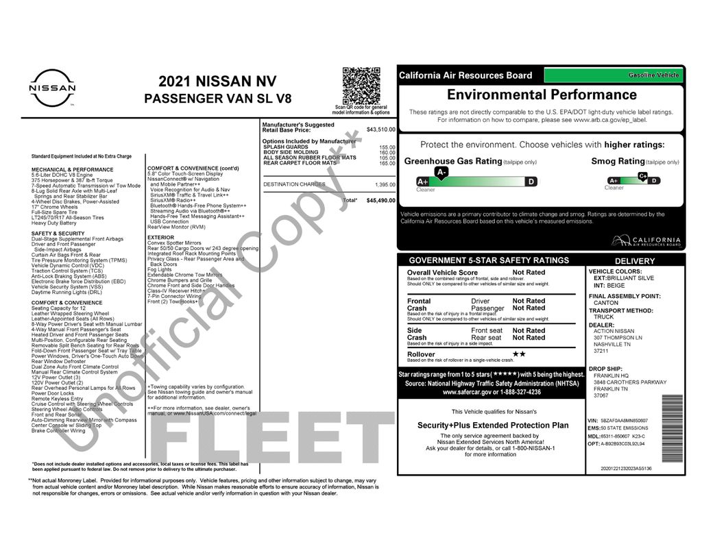 Used 2021 Nissan NV Passenger Van