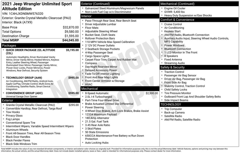 Used Car 2021 Jeep Wrangler  Unlimited Sport Altitude For Sale Under $30,000 In Austin, Texas