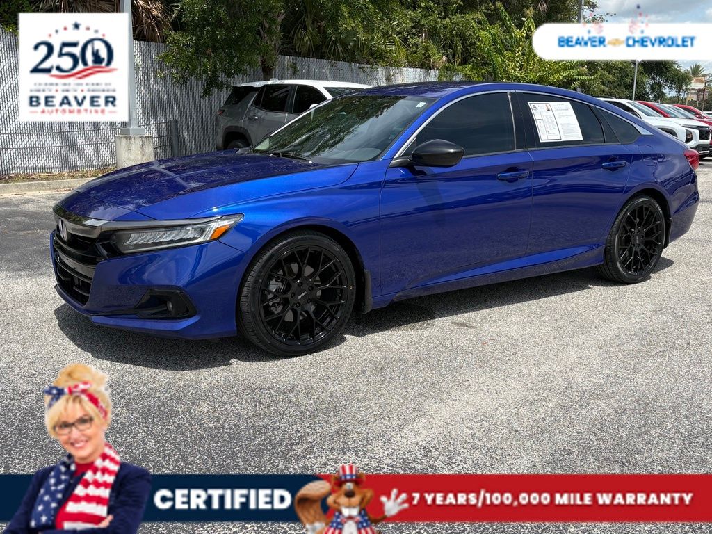 Blue 2022 Honda Accord Sedan Front-Wheel Drive Continuously Variable Transmission