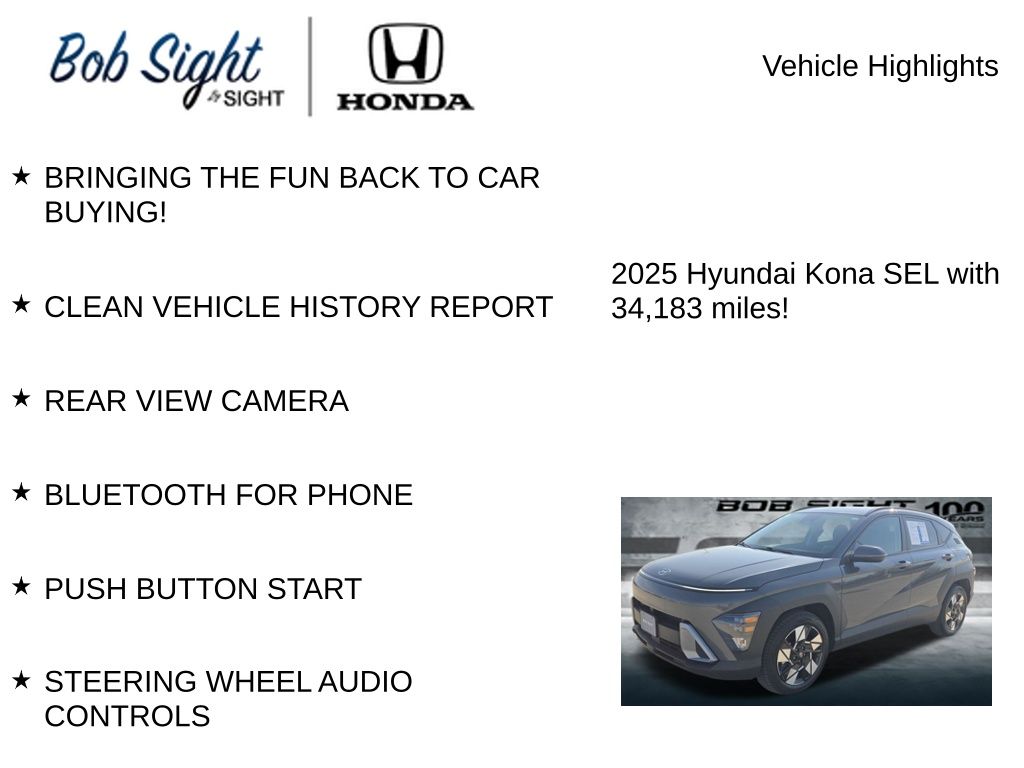 Used 2025 Hyundai Kona SEL with VIN KM8HB3AB4SU272606 for sale in Kansas City