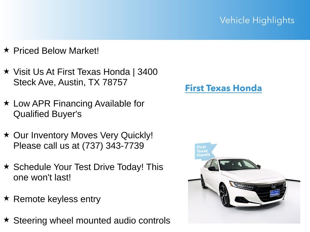 Used Car 2022 Honda Accord  Sport For Sale Under $25,000 In Austin, Texas