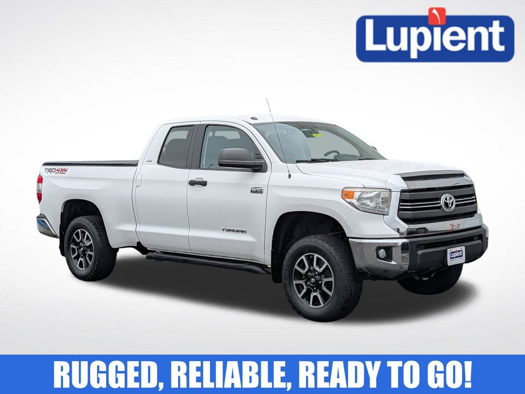Super White 2014 Toyota Tundra SR5 Double Cab 5.7L FFV 4WD Pickup Truck Four-Wheel Drive 6-Speed Automatic Overdrive