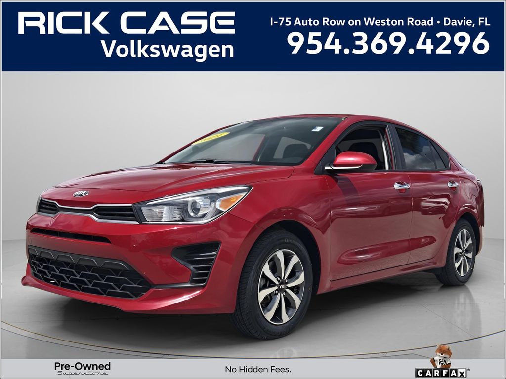 Currant Red 2021 Kia Rio S FWD Sedan Front-Wheel Drive Continuously Variable Transmission