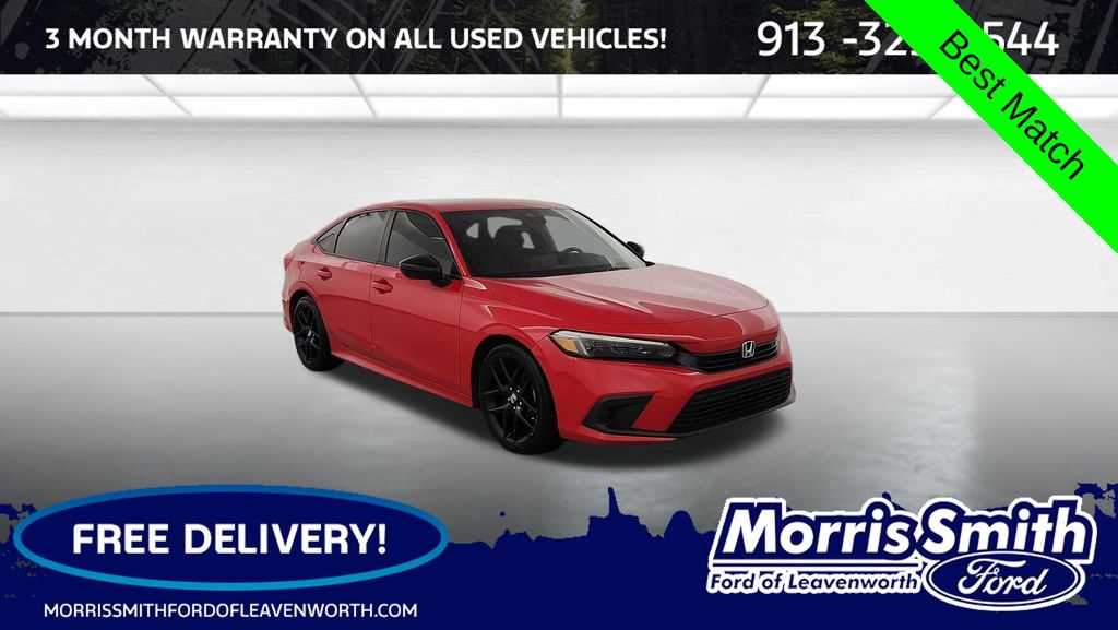 Rallye Red 2022 Honda Civic Sport FWD Sedan Front-Wheel Drive Continuously Variable Transmission