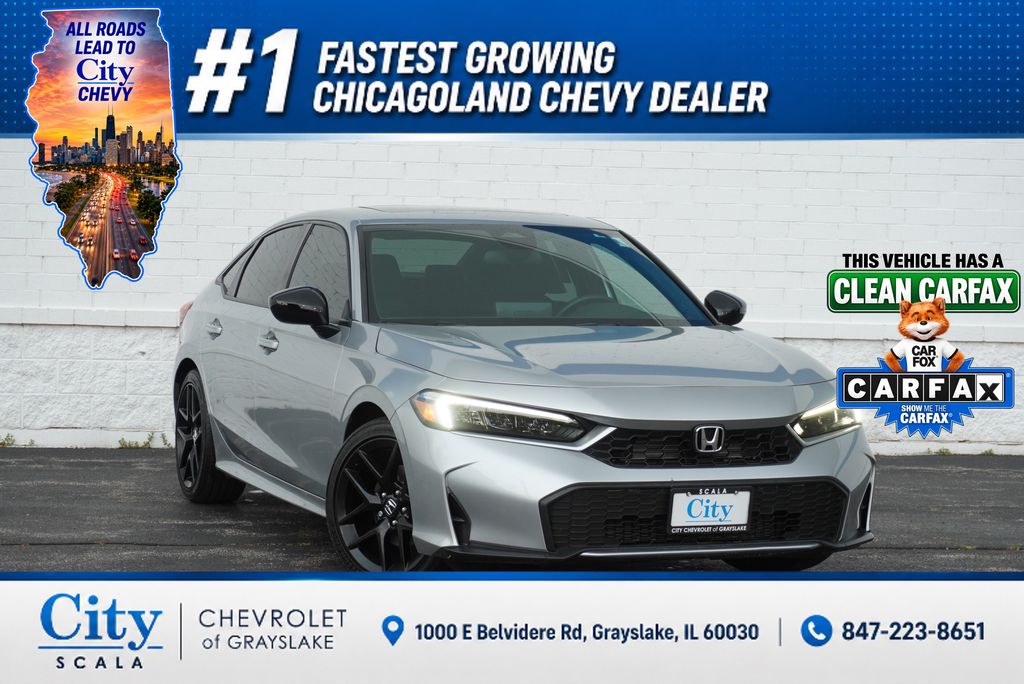 Silver 2025 Honda Civic Hybrid Sedan Front-Wheel Drive Continuously Variable Transmission