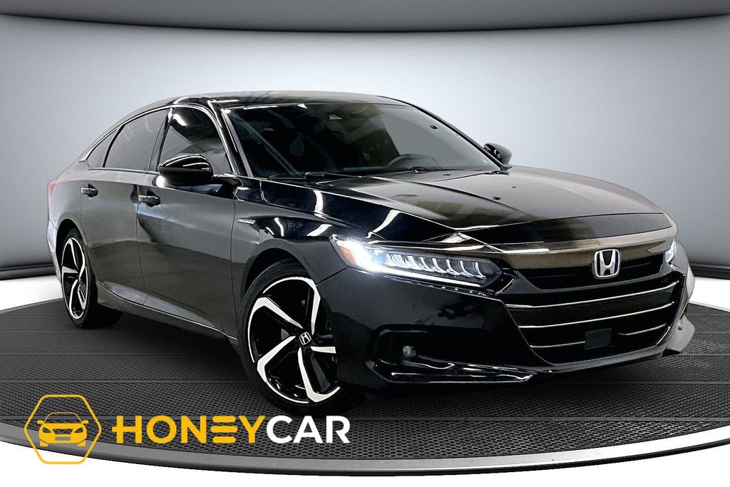 Black 2022 Honda Accord Hybrid Sedan Front-Wheel Drive Continuously Variable Transmission