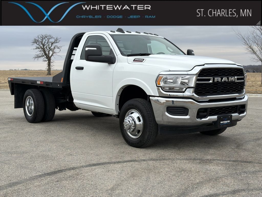 Bright White Clearcoat 2024 RAM 3500 Chassis Tradesman Regular Cab DRW 4WD Pickup Truck Four-Wheel Drive 8-Speed Automatic