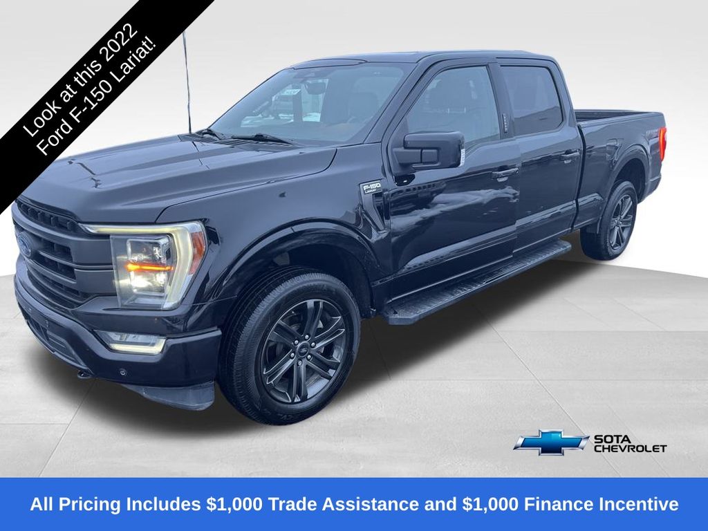 Agate Black Metallic 2022 Ford F-150 Lariat SuperCrew 4WD Pickup Truck Four-Wheel Drive Automatic